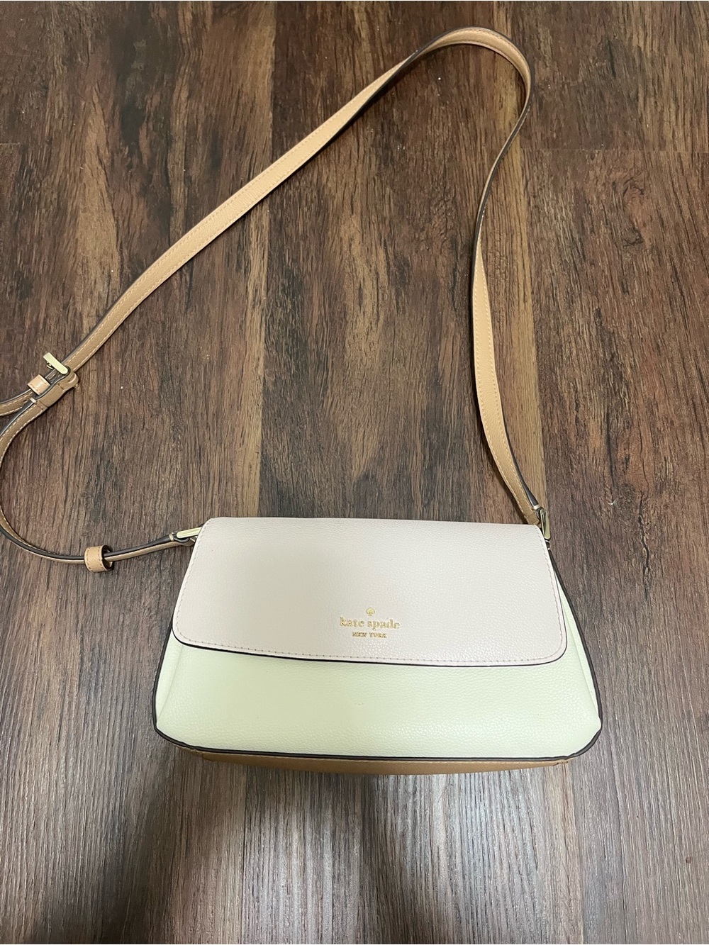 kate spade Two-Tone Pale Pink & Cream Crossbody with Tan Strap